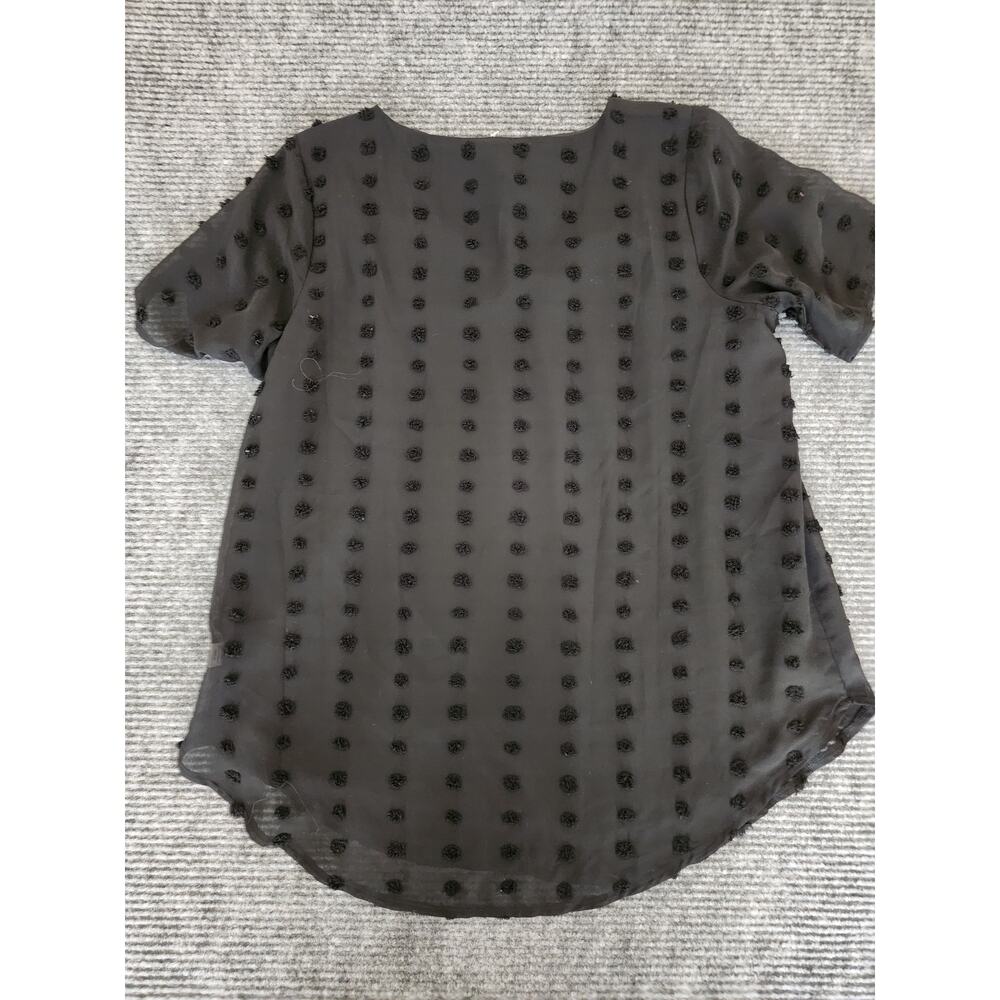 Zenana Womens Large Lot of 2 Short Sleeve Swiss Dot Blouse V-Neck Black Purple - Picture 9 of 10